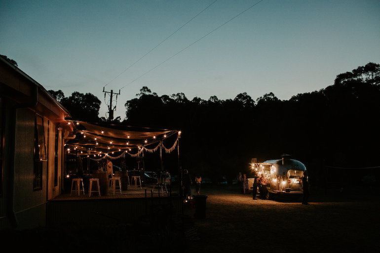 food truck at night at Kinglake Cait and step