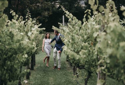 mel and marc in vines at steels gate